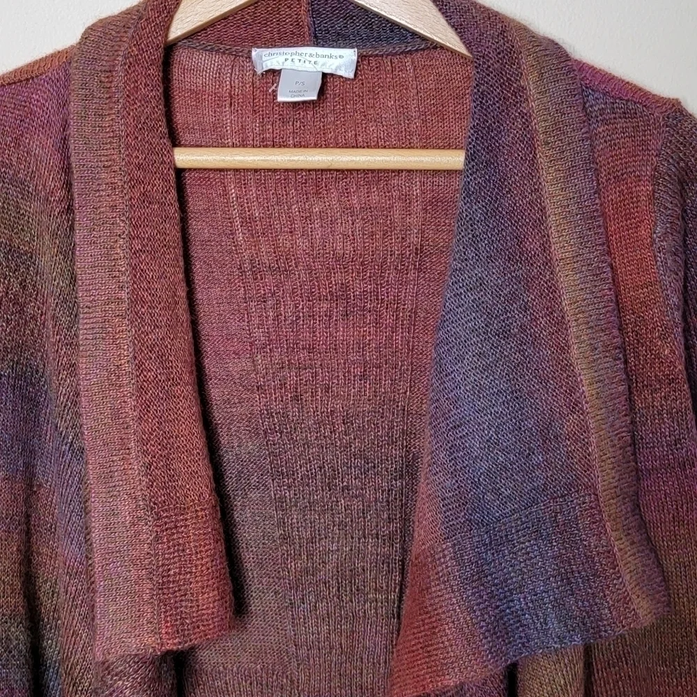 Christopher & Banks | Petite Draped Open Front Cardigan Sweater